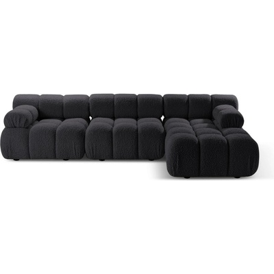 Micadoni Антрацитен модулен ъглов диван от букле (десен ъгъл) Bellis - Micadoni Home (MIC_SET5R_213_F1_BELLIS4)