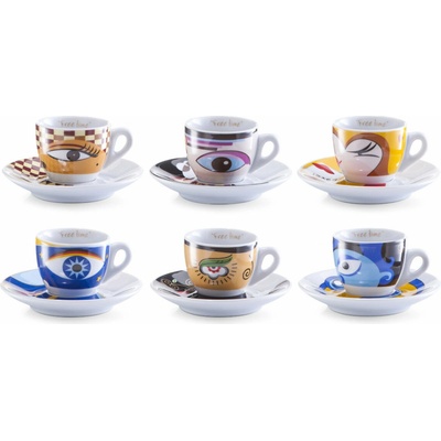 ZELLER Sada šálků s podšálkem porcelán motiv Magické oči 26510 6 x 50 ml