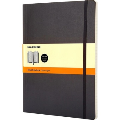 Zápisník Moleskine - mäkké dosky XL, linajkový, čierny
