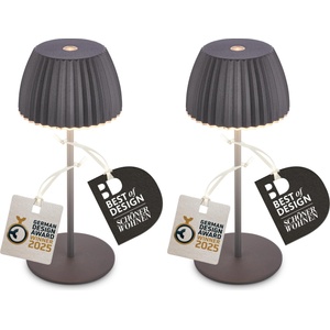 Briloner - 2-piece set of Riffle Mini LED table lamps - IP44 with light edge - 8.5x20 cm - German Design Award Winner 2025 - 7685025 (7685025)