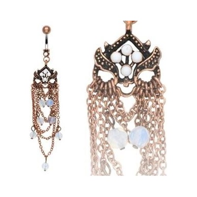 Šperky4U piercing do pupíku měděného vzhledu bílé kamínky WP01250