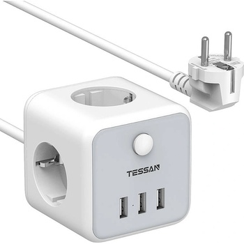 Tessan Power Strip TS-301- разклонител с 3хAC изхода и вградени 3хUSB-A изхода за мобилни устройства (бял) (TS-301)
