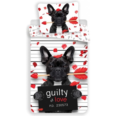 JERRY FABRICS Obliečky Bulldog Heart Bavlna 140x200 70x90