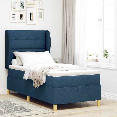 Postel s boxspringem s čelo Modrá 80 x 200 cm textil