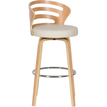 Carmen Бар стол Carmen 4041, до 100кг, дърво/дамаска, дървена база, бук, крем (3521131)