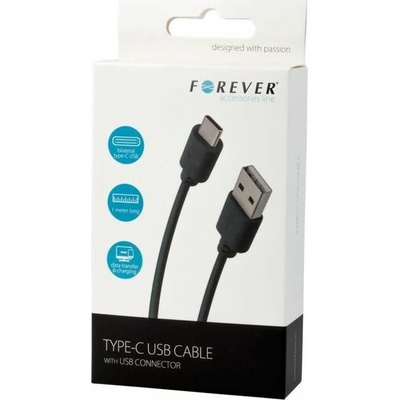 Forever T_0014092 datový USB/USB-C, 1m, černý