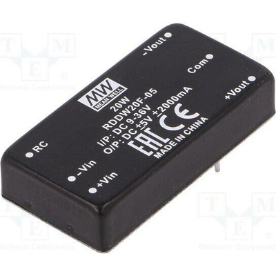 MEAN WELL RDDW20F-05 Měnič: DC/DC; 20W; Uvst: 9÷36VDC; Uvýst: 5VDC; Uvýst2: -5VDC; DIP; THT