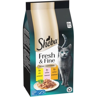 Sheba Fresh & Fine s kuřecím krůtím a s lososem ve šťávě 6 x 50 g