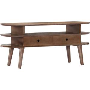 vidaXL ТВ шкаф 110x35x50 см, масивна акациева дървесина (282874)