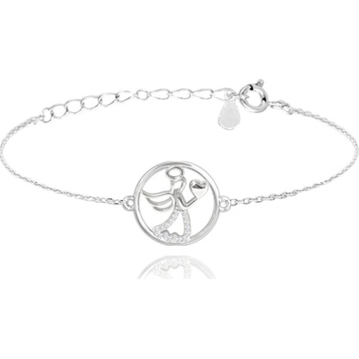 MINET 4018 Stříbrný náramek ANDĚL se srdíčkem