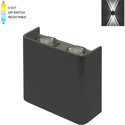 VITO LED ФАСАДЕН АПЛИК 3231090 BINO-2 4W SMD 3xCCT 11x10см IP65 ЧЕРНЕН (3231090)