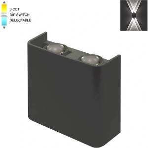 VITO LED ФАСАДЕН АПЛИК 3231090 BINO-2 4W SMD 3xCCT 11x10см IP65 ЧЕРНЕН (3231090)