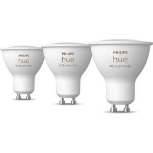 Philips Смарт LED RGBW димируеми лунички Philips Hue, 3 бр, 4.2W, 400 lm, GU10, 16 млн. цвята (929003666503)