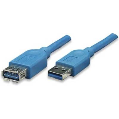 Techly ICOC U3-AA-10-EX USB 3.2 Gen1 USB-A zástrčka, USB-A zásuvka 1m modrý