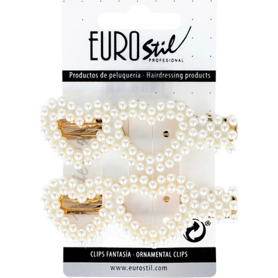 EUROSTIL A6 klip 2ks s perlami 8cm srdce