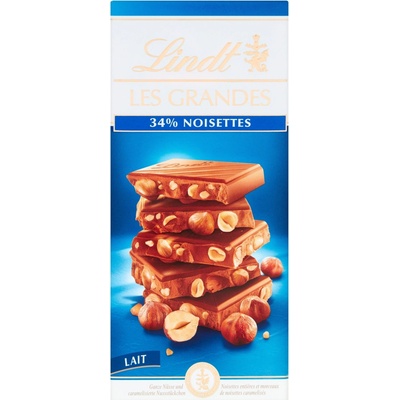 Lindt Les Grandes mliečna čokoláda s lieskovými orieškami 150 g