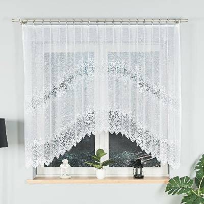 MyBestHome Dekorační oblouková krátká záclona na žabky VIOLETTA 150 bílá 250 × 150 cm