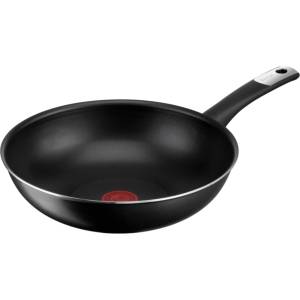 Tefal C38819 Hard Titanium Essential Wok Pan 28 cm, non-stick coating with titanium particles, Thermo-Signal temperature indicator, dishwasher safe, made in France, black (C38819)