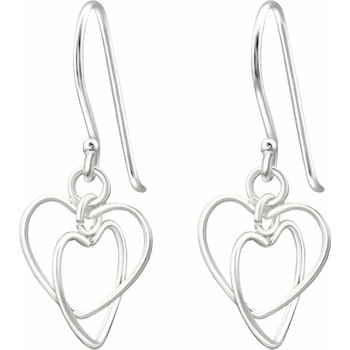 Image 1 of Bijutanki Висящи Сребърни Обеци - Две Сърца