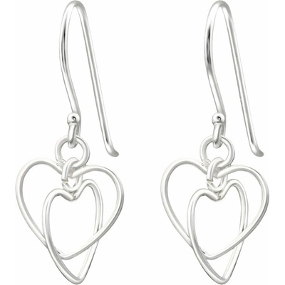 Bijutanki Висящи Сребърни Обеци - Две Сърца
