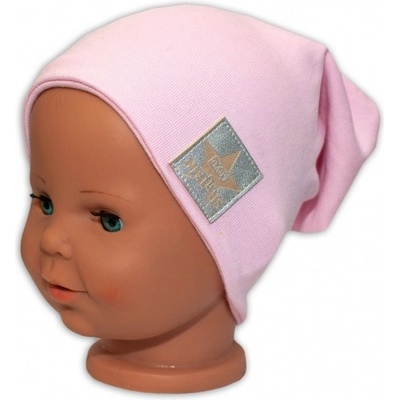 Baby Nellys jarní podzimní bavlněná čepice světle růžová