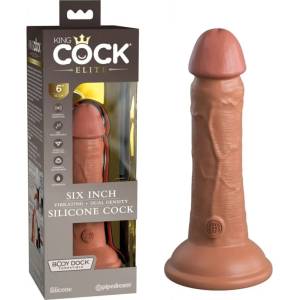  Пенис вибратор от силикон, двойна плътност, 17, 8см. - King Cock Elite Tan (PIPE577622)