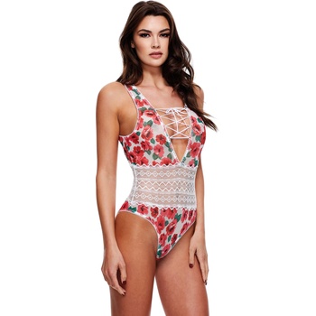 Image 1 of Baci Lingerie Baci White Floral & Lace Teddy XL