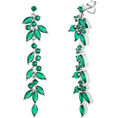 Preciosa Stříbrné náušnice Preciosa Majestic s kubickou zirkonií, emerald 5451 66