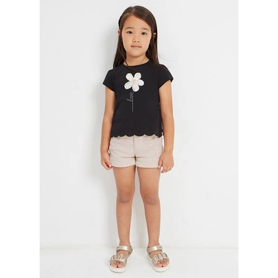 Mayoral Къси памучни панталони в бежово с цветя за момиче Майорал