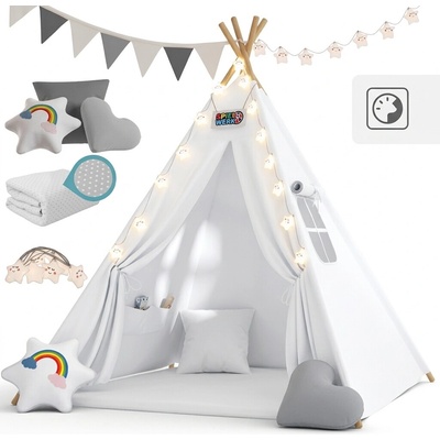 Deuba Dětský stan Teepee 160 x 130 x 130 cm bílý