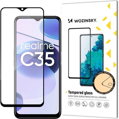 Wozinsky Скрийн протектор от закалено стъкло Wozinsky, пълно покритие, с рамка, за Realme C35, черен (9145576260685)