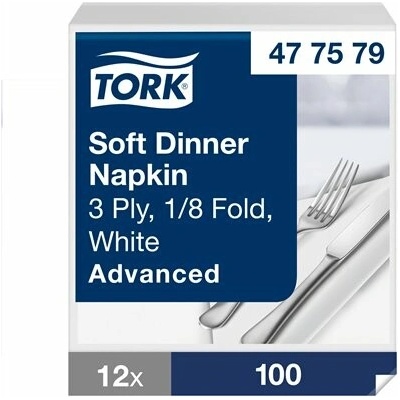 TORK Ubrousek na večeru biely 33x33 cm 1/8 sklad celulóza 477579PAK
