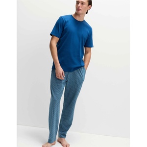 Marks & Spencer Комплект пижамен топ с геометрична щампа и висок процент памук Marks & Spencer синя Marks & Spencer | Sin | МЪЖЕ | S