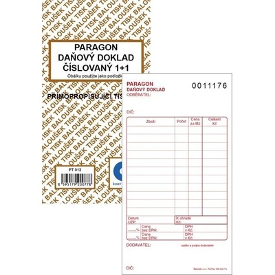 Baloušek PT012 Paragon daňový doklad propisující číslovaný