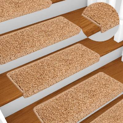 vidaXL Изтривалки за стълби, 10 бр. , 65x21x4 см, бежови, с правоъгълен кант (149819)