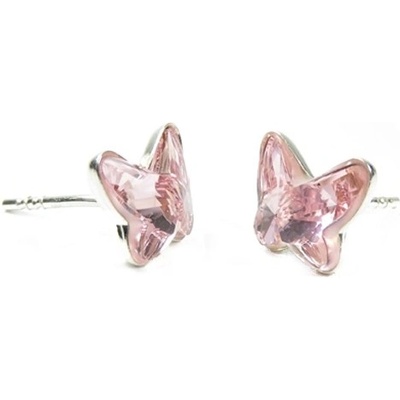 For You náušnice Swarovski elements motýliky ružové LIGHT ROSE napichovačky Nau-motyl-007