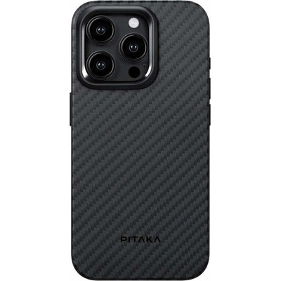 PITAKA MagEZ PRO 4 1500D Aramid Fiber MagSafe Case - кевларен кейс с MagSafe за iPhone 15 Pro Max (черен-сив)