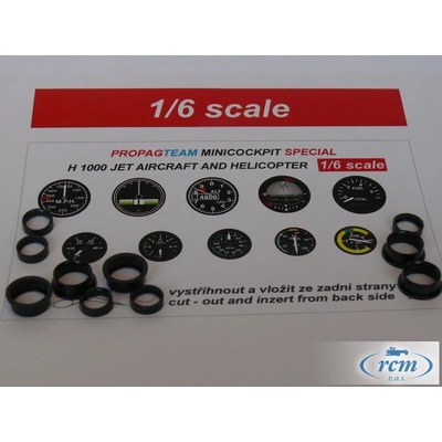AEROCOCKPIT Palubní přístroje sada 1/6 Jet Aircraft And Helicopter s rámečky