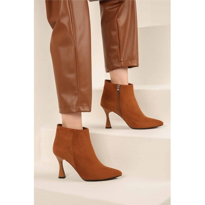 Base Дамски боти от велур - Таба #322756 (322756_Кафяво)