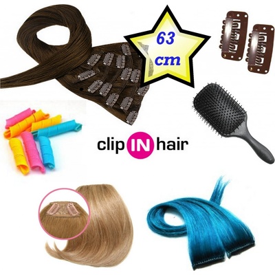 Clip in deluxe balíček clip vlasy 63cm REMY pravé ľudské prírodná blond čierna dlhé úzke