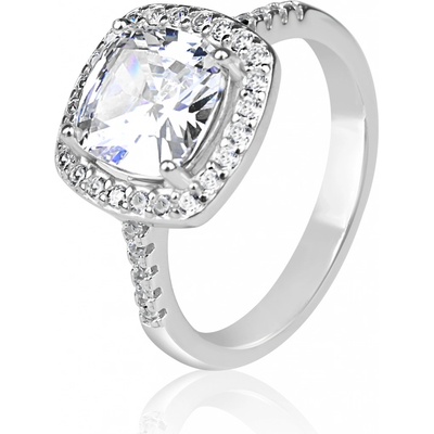 Meucci Stříbrný prsten s čtvercovým zirkonem SS359R/08