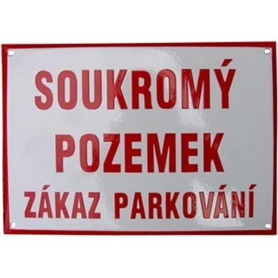 Soukromý pozemek zákaz parkování, bílo-červená, 297x210 mm