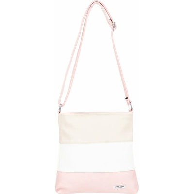 TOMMY dámska crossbody koženková kabelka béžová/biela/ružová