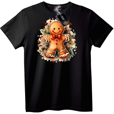 NOONEBRAND Тениска Коледен джинджифилов човек - 2XL, Black