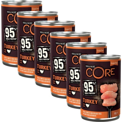 Wellness Core Dog 95% пуйка & зеле 6 x 400 г