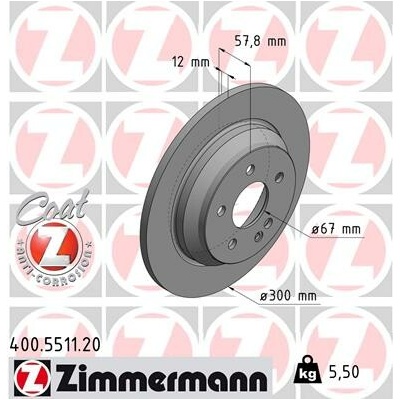 Brzdový kotúč ZIMMERMANN 400.5511.20 (400551120)