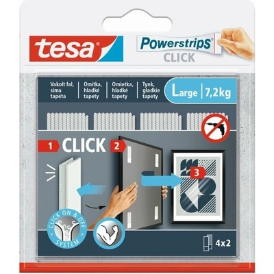 tesa®77720 POWERSTRIPS samolepící proužky se suchým zipem Rozměr: vel. L (2×8,cm), až 7,2 kg