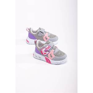Moda Trend Детски спортни обувки с велкро закопчаване - Сиви с Розов #370822 (370822_Светло сиво)