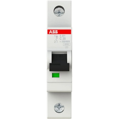 ABB Автоматичен прекъсвач ABB S201-C20 - 1 P, 20 A, 6 kA (2CDS251001R0204)