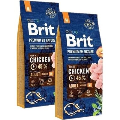Brit Premium By Nature Adult Medium Chicken 2 x 15 kg
